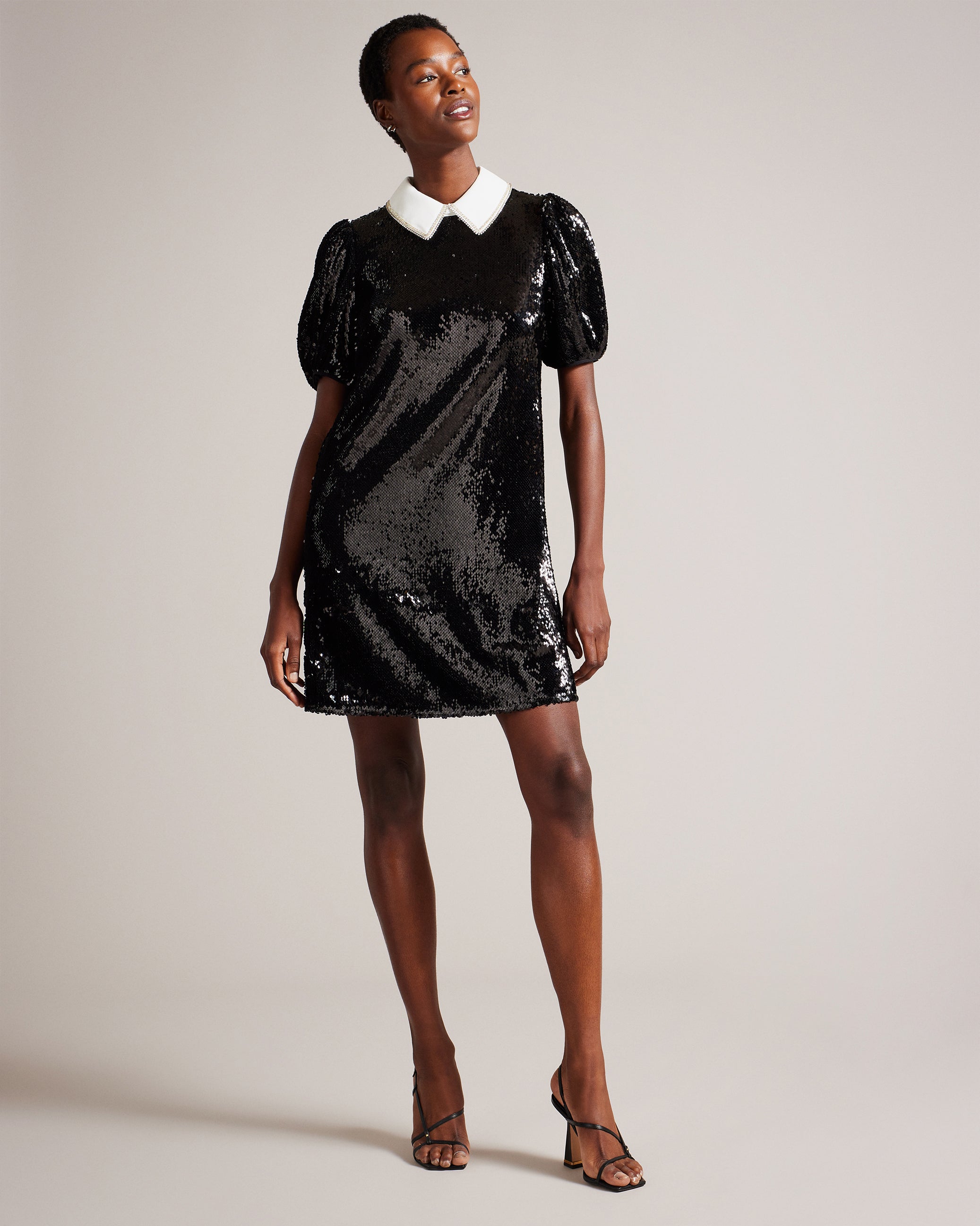 ZARELL - Sequin Shift Dress with Puff Sleeves – Ted Baker, United