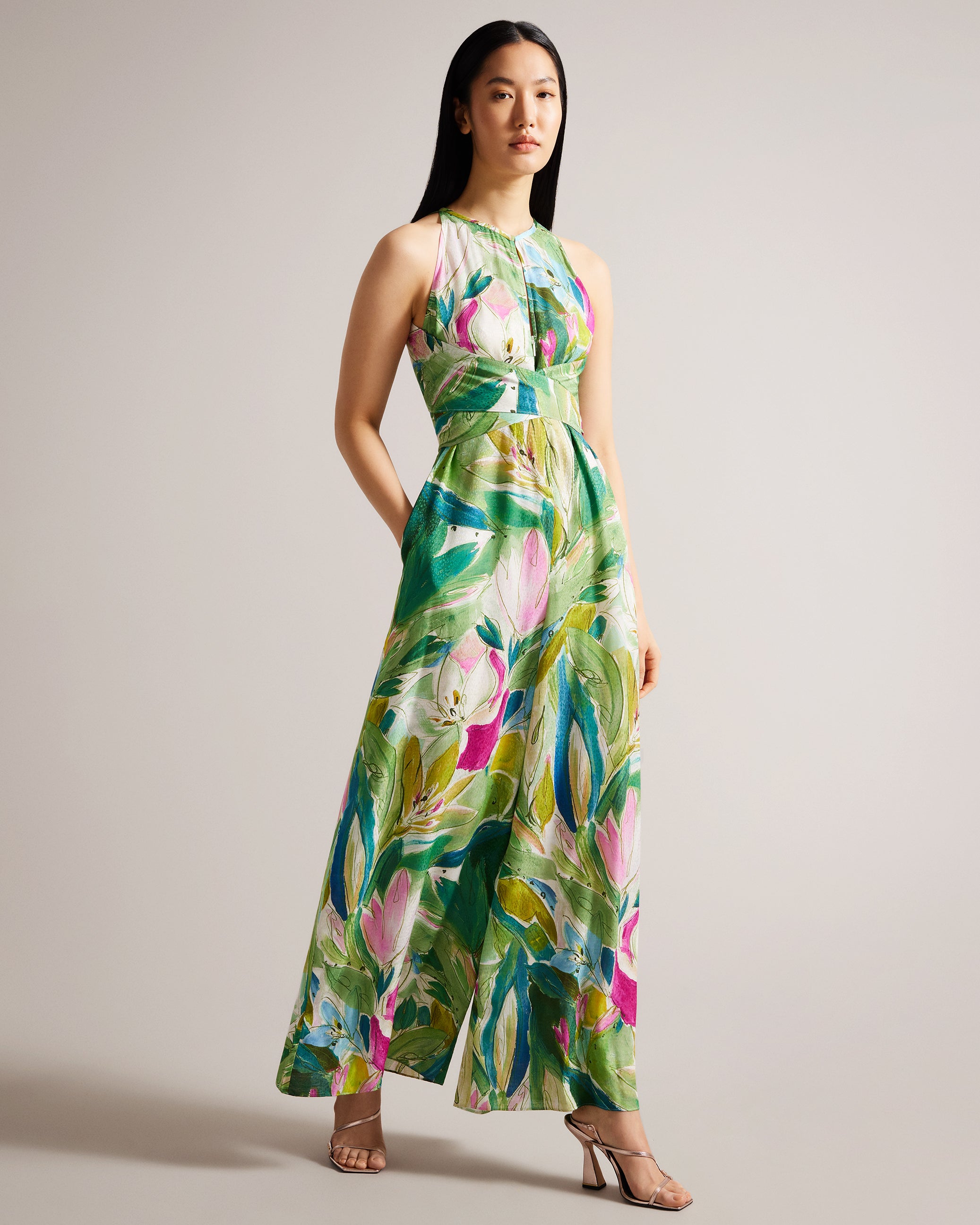 RACHILY - Halterneck Jumpsuit with Wrap Bodice Detail – Ted Baker ...